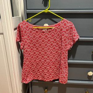 Anthropologie Red and White Striped Top